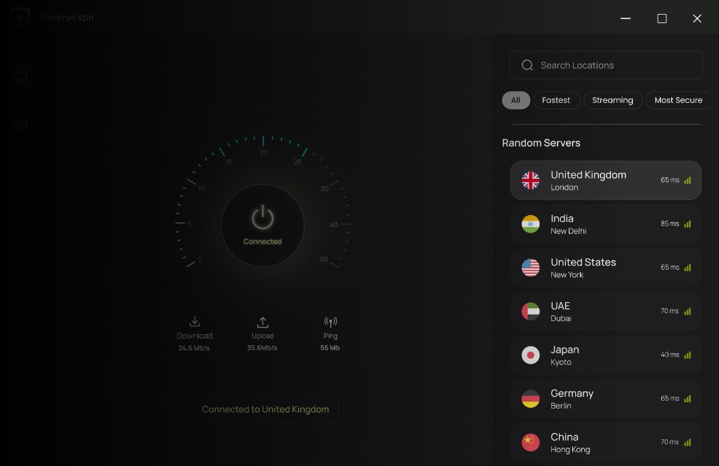 Traverse VPN Windows server list