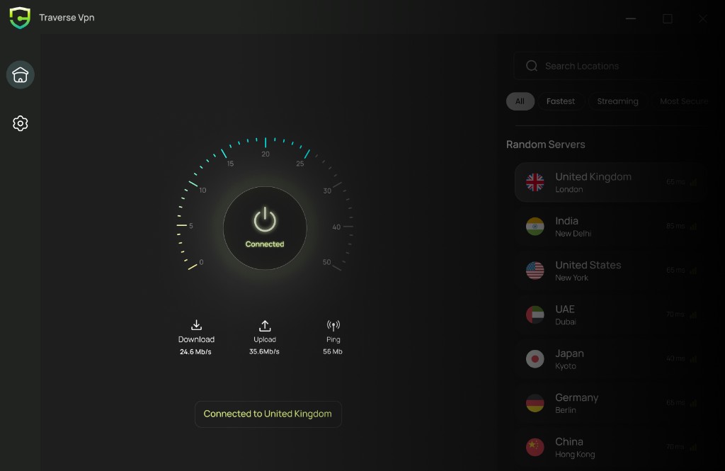 Traverse VPN Windows quick connect screen
